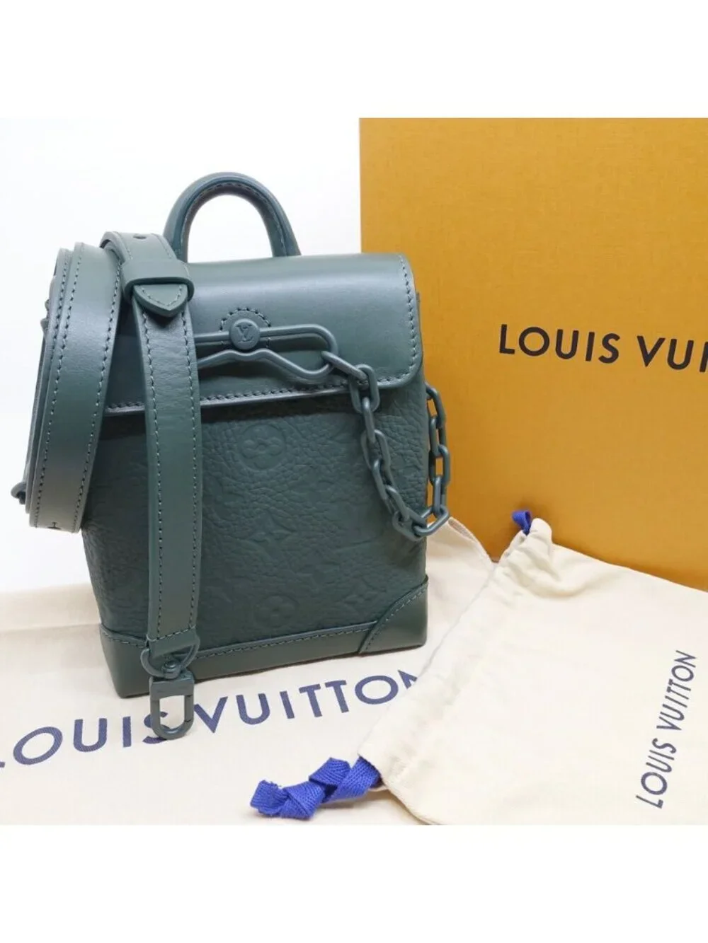 Louis Vuitton Nano Steamer Monogram Taurillon Vert Fonce Shoulder